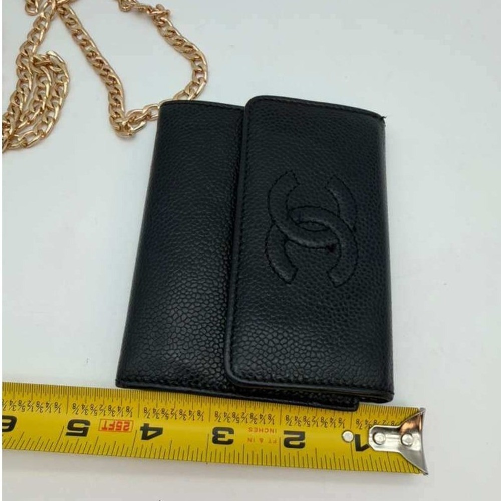 Chanel CC Black Caviar Leather Wallet Authentic Vintage With Certificate - Picture 10 of 16